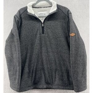 Orvis Sweater Mens Medium Black 1/4 Zip Long Sleeve Fleece Jacket Pullover